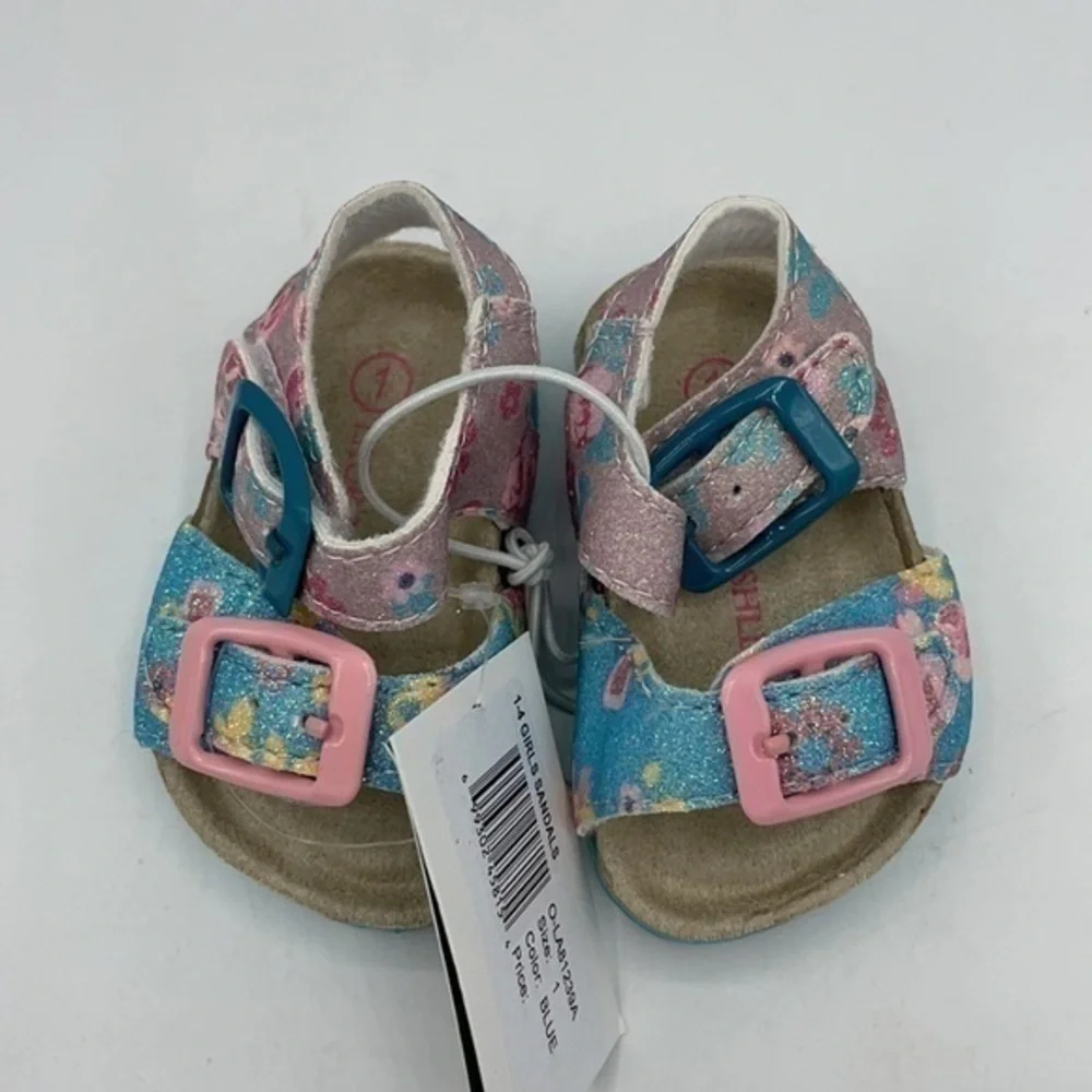 LAURA ASHLEY Blue & Pink Floral Sandals